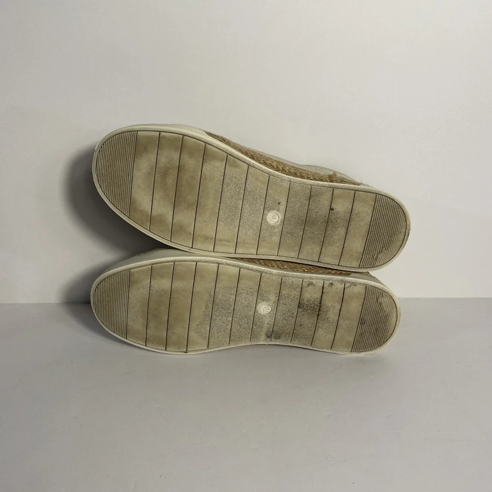 Crown Vintage Adelite Espadrille Beach Sneaker Women's 7.5M Leather‎ Black Cream